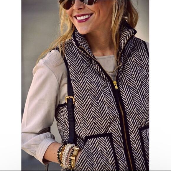 J Crew Herringbone Excursion Quilted Down Puffer Zip Vest XS - Picture 6 of 16